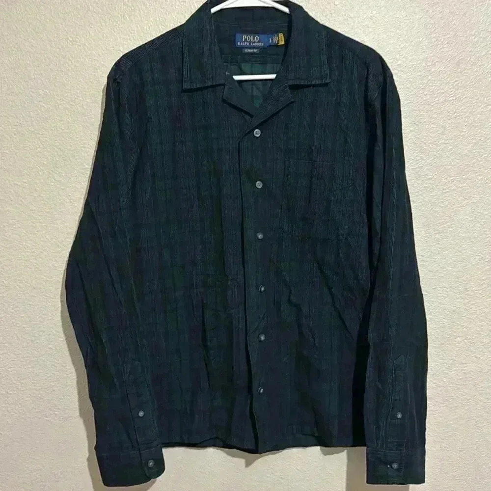 Polo Ralph Lauren Tartan Plaid Corduroy LS Button Down Shirt Classic Irish
